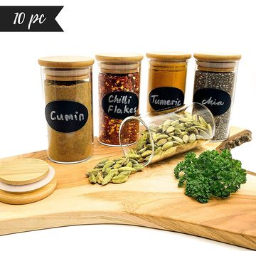  24 Pcs Glass Spice Jars with Bamboo Lid 7oz Spice