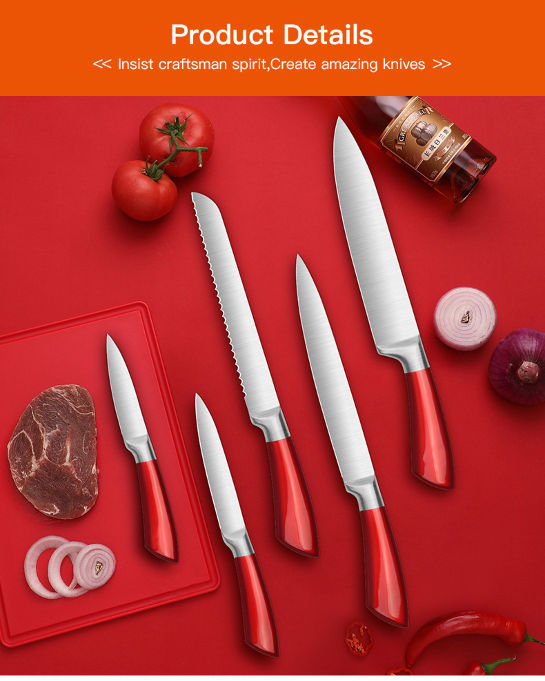 China Fivepiece stainless steel multifunctional kitchen knife set on