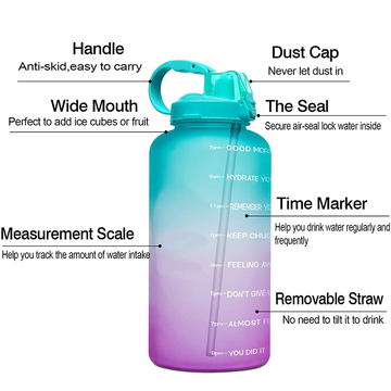 China Tritan BPA Free Water Jug 64oz Motivational Plastic Gallon Water ...