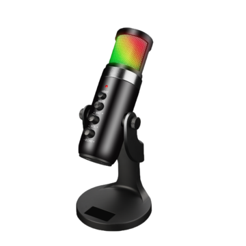Micrófono de condensador USB RGB colorido para juegos de escritorio con botón para transmisión en vivo