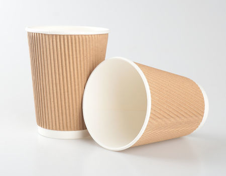 20 x Disposable Coffee Cups Tea Hot Drinks Ripple Wall Insulated Cardboard  12oz 