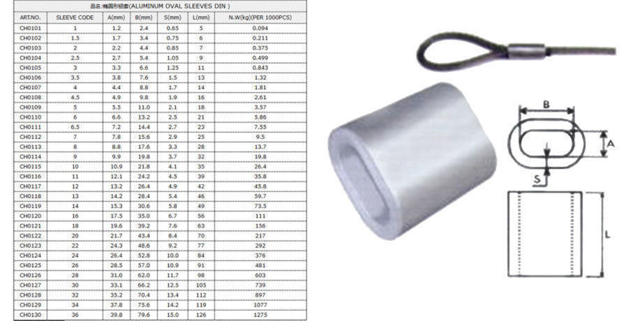 10 PC 1/8'' Marine Stainless Steel Wire Rope Oval Sleeve Sleeves