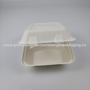 China Biodegradable sugarcane bagasse food boxes, 8 inch 3 compt ...