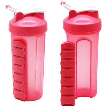 Water Bottle with Pill Holder - Plastic Water Bottle with Pill Box