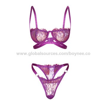 SHEIN SEXY PURPLE Lace Lingerie Bra And Thong Underwear Set Size Small New  £5.00 - PicClick UK