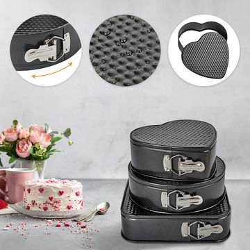 3Pcs Non-Stick Baking Pans Round Square Heart Shaped Cake Mold