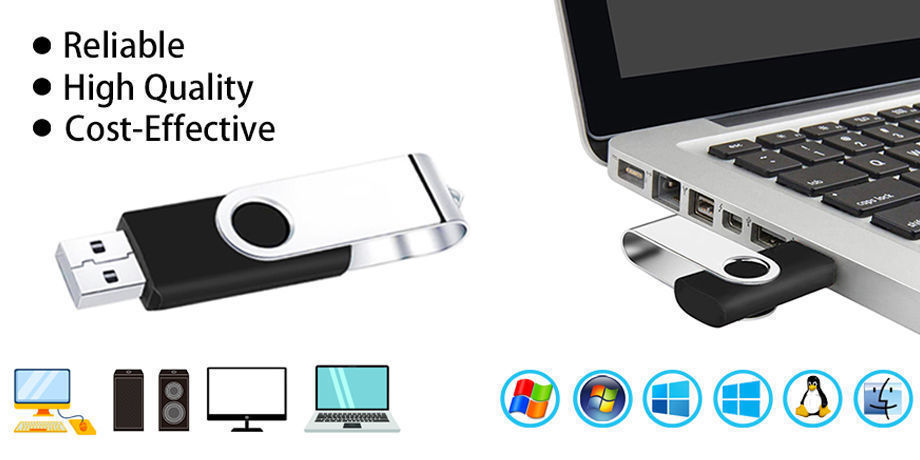 5 Or 10 Pack USB Flash Drives - 1GB To 64GB, Metal Swivel Design, USB 2.0, Multicolor