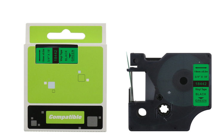 Achetez en gros Cassette D'étiquette 3/4 × 18 19mm Noir Sur Ruban D'imprimante  Vert 18442 Compatible Dymo Bande D'étiquette En Vinyle Chine et Ruban D' étiquette En Vinyle à 2.5 USD