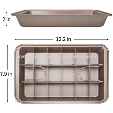 Non Stick Brownie Baking Pan with Dividers, 18 Pre-slice Non-stick Carbon  Steel Rectangle Baking Pan Set for Oven Baking Bread, Square Mold Tray