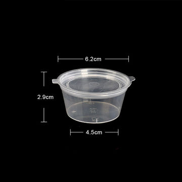 Disposable Plastic Sauce Cups With Lids - Round Containers For