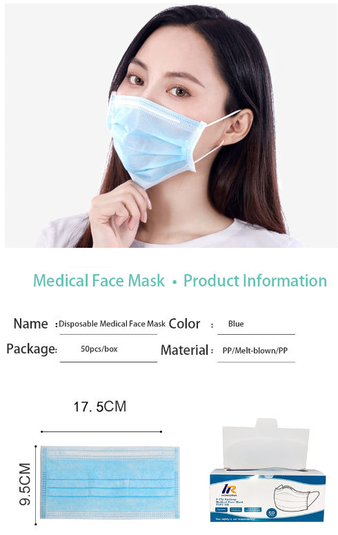 China Disposable 3ply Medical Face Mask With En14683 Type Iir Surgical