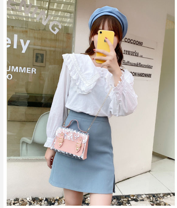 Buy Wholesale China Women Square Sac Femme Fashion Transparent Leather Tote  Bag Colorful With Chain Pvc Bag & Women Bag at USD 1.08