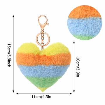 Fluffy Heart Key Chain