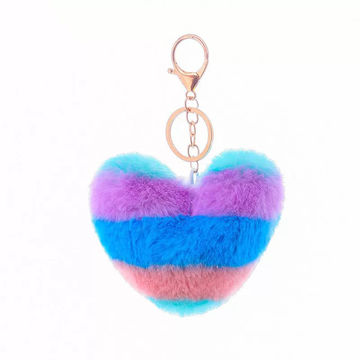 Cute Plush Heart Pendant Key Chains With Small Tassel Pompom