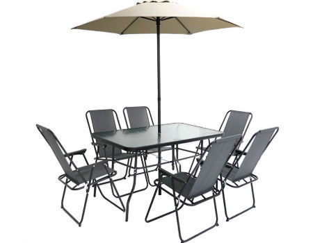 China Outdoor Table Set Picnic With, Patio Furniture Glass Table With Umbrella