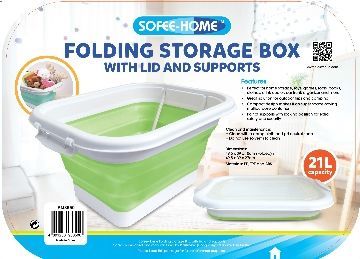 Household Foldable Storage Bin With Lid, Bucket Storage, Plastic