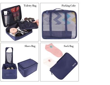 p Blue Gold Palm Leaves 3 Set Packing Cubes,2 Various Sizes Travel Luggage Packing Organizers 