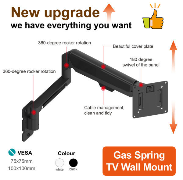 China Beautiful cover plate White gas spring tv mount on Global Sources