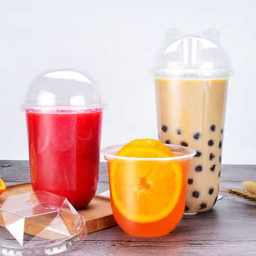 Hard Reusable Bubble Tea Cup Disposable Plastic Milk Tea Boba Cup