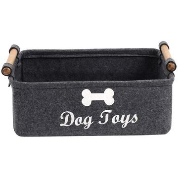 Panier de rangement pliable pour jouets pour chien avec nom