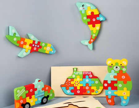 Dinosaur Animal Number Block Puzzles for Toddlers MODERNGENIC Dinosaur Wooden 3D Jigsaw Puzzle for Kids Educational Learning Montessori Toys for Boys and Girls