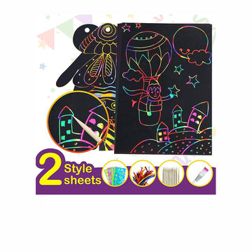 Magic Rainbow Scratch Art Paper with Template Set - Chubibi