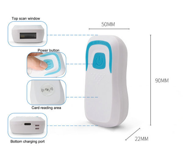 Portable Wireless Bluetooth+2.4G 2D Barcode Scanner+ Card Reader HR58 ...