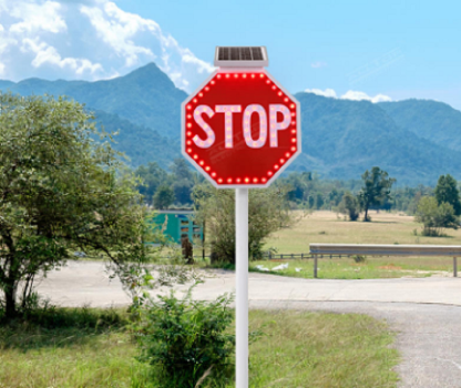 Solar Powered Flashing white LED 800 mm Octagon Stop Sign for road ...