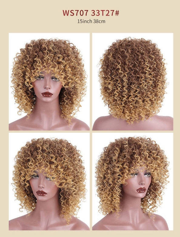 Buy Wholesale China Prettiest Afro Curly Wig Black With Warm Brown  Highlights Wig With Bangs For Black Women Natural & Wig at USD 3 | Global  Sources