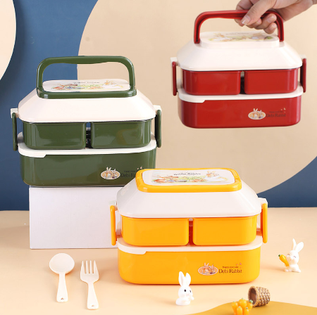 Buy Wholesale China Colorful Double Layer Plastic Lunch Box Kids Lunch  Container For Office People Lunch Food Storage & Lunch Box at USD 1.9