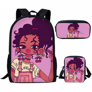 Black Art Afro Lady Girls School Bags For Kids 3pcs School Bag Set Children Preppy Bookbags Students Buy China Wholesale Girl School Bag 17.99 Globalsources