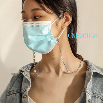 Face Mask Chain Gunmetal Chunky Style Mask & Glasses 