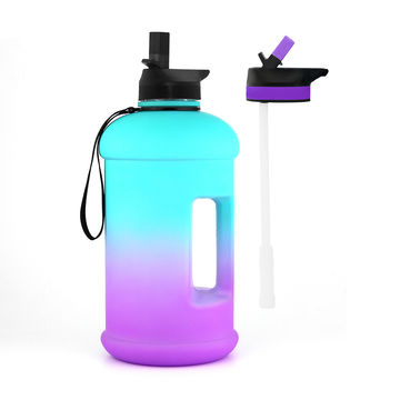 1pc Gradient Color Plastic Sport Water Bottle With Pop-up Straw