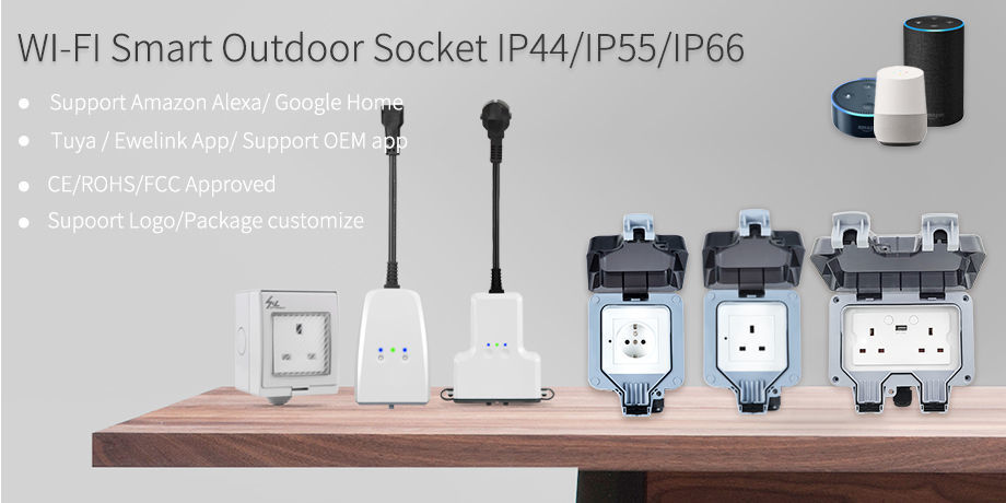Outdoor Wifi Smart Plug IP44 Waterproof Outlet Tuya Smart Garden
