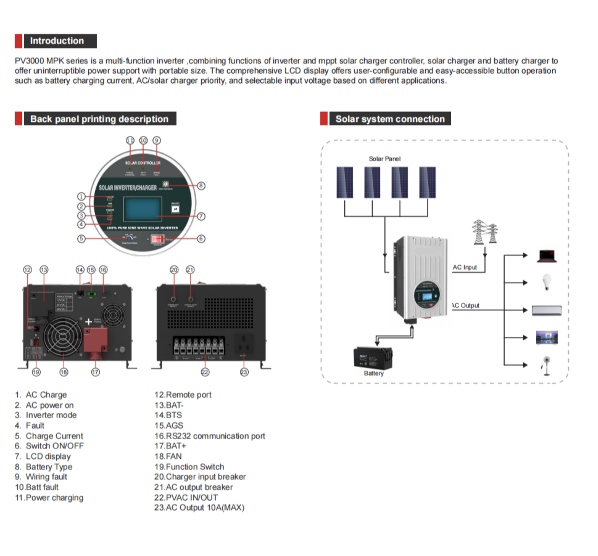 China Low Frequency Off Grid Solar Inverter PV3000 MPK Series 6KW on ...