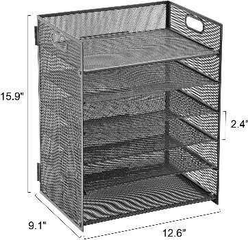 1 Bandeja Organizadora De Papel De 6 Niveles, Organizador De Archivos De Escritorio De Malla Con Asa, Organizador Clasificador De Papel Para Carpetas De Archivos De Oficina A4, Color Negro Compra Barata