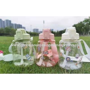 1100ml Water Bottle Outdoor Big Belly Cup High-Value and Convenient  Cross-Body Strap Plastic Straw