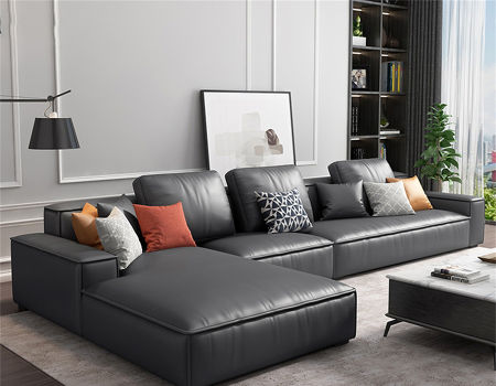 Luxury Furniture Set, Grey Leather Sectional Sofa Set