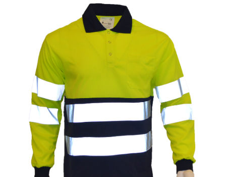 Hi Viz Polo Safety long Sleeve shirt with High Visibility and ...