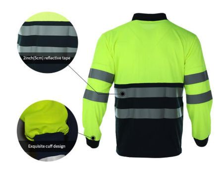 Hi Viz Polo Safety long Sleeve shirt with High Visibility and ...
