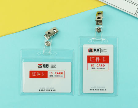 50pcs Metal ID Card Office Exhibition Holder Badge Clip with Transparent Straps 