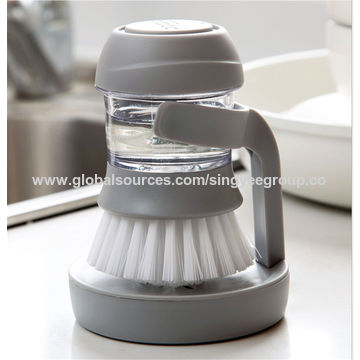 Kitchen Wash Pot Dish Brush Clean Utensils with Washing Up Liquid Soap  Dispenser