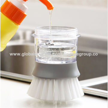Kitchen Wash Pot Dish Brush Washing Utensils with Washing Up Liquid Soap  Dispenser Household Cleaning Accessories