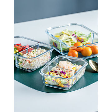 Large Wholesale Clear heat resistant glass bowl for microwave oven with lid/ glass food container