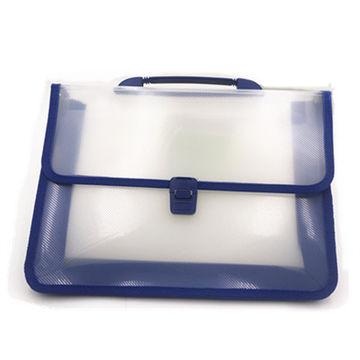 China PP Expanding File Folder with Plastic Handle Buckle and Sewed ...