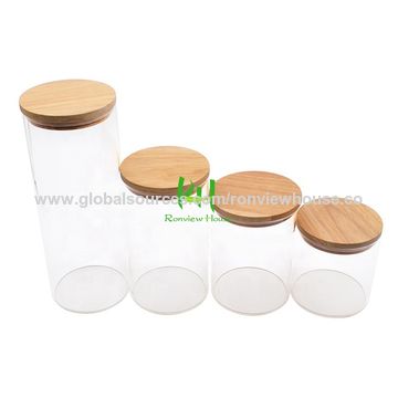 Buy Wholesale China Glass Canisters Glass Jars Set Spice Jars With Wood  Airtight Lids Small Food Storage Containers & Glass Canisters at USD 1.65