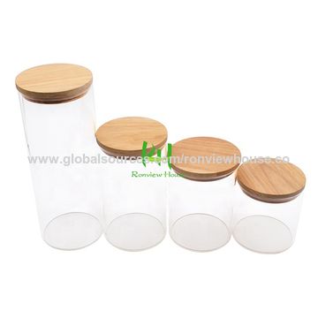 Buy Wholesale China Glass Canisters Glass Jars Set Spice Jars With Wood  Airtight Lids Small Food Storage Containers & Spice Jars at USD 3.65