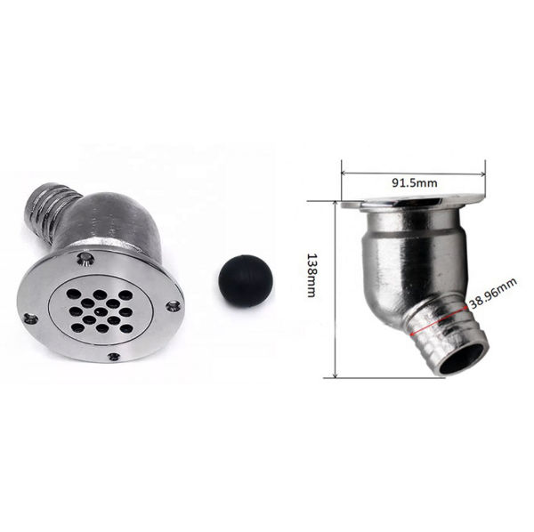 China Boat Deck Drain Scupper W/80mm Ball For Hose 11/2 on Global