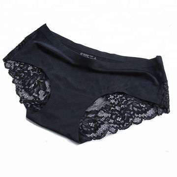 Black silky panties - Silk knickers - Black lace panties