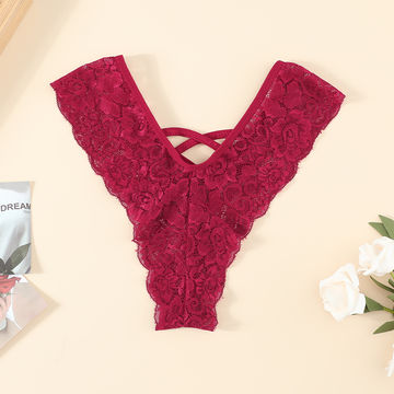 Womens Crochet Floral Lace Tanga Panties, Sexy Invisible C String